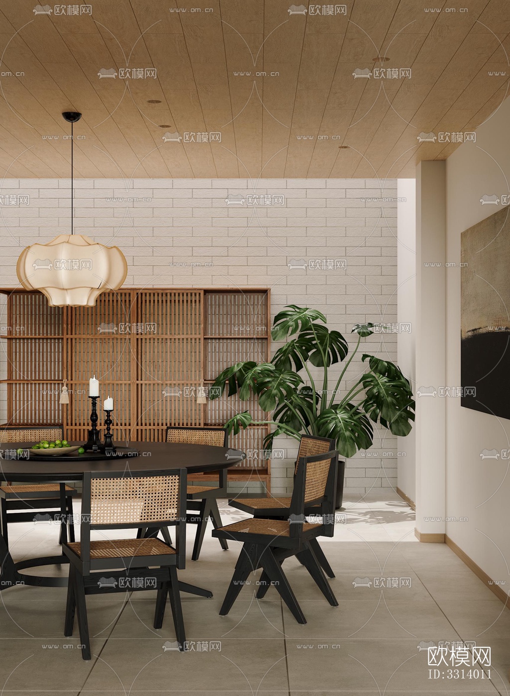 现代客餐厅效果图下载（渲染图7）