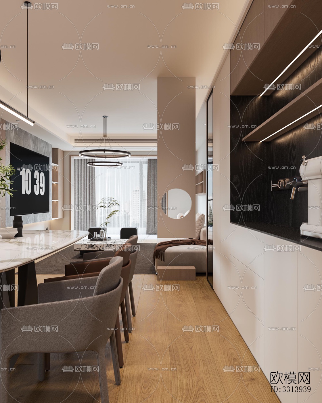现代客餐厅效果图下载（渲染图7）