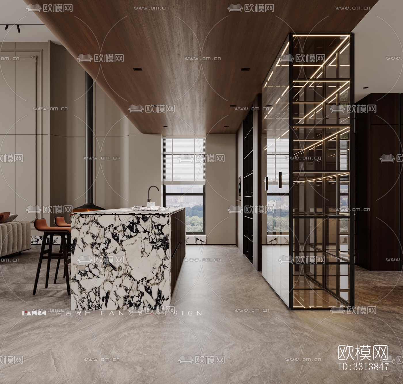 现代客餐厅效果图下载（渲染图18）