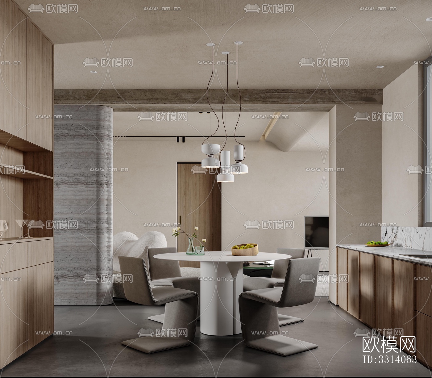 现代客餐厅效果图下载（渲染图10）