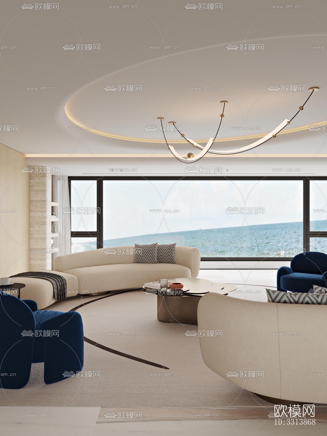 现代客餐厅效果图下载（渲染图7）