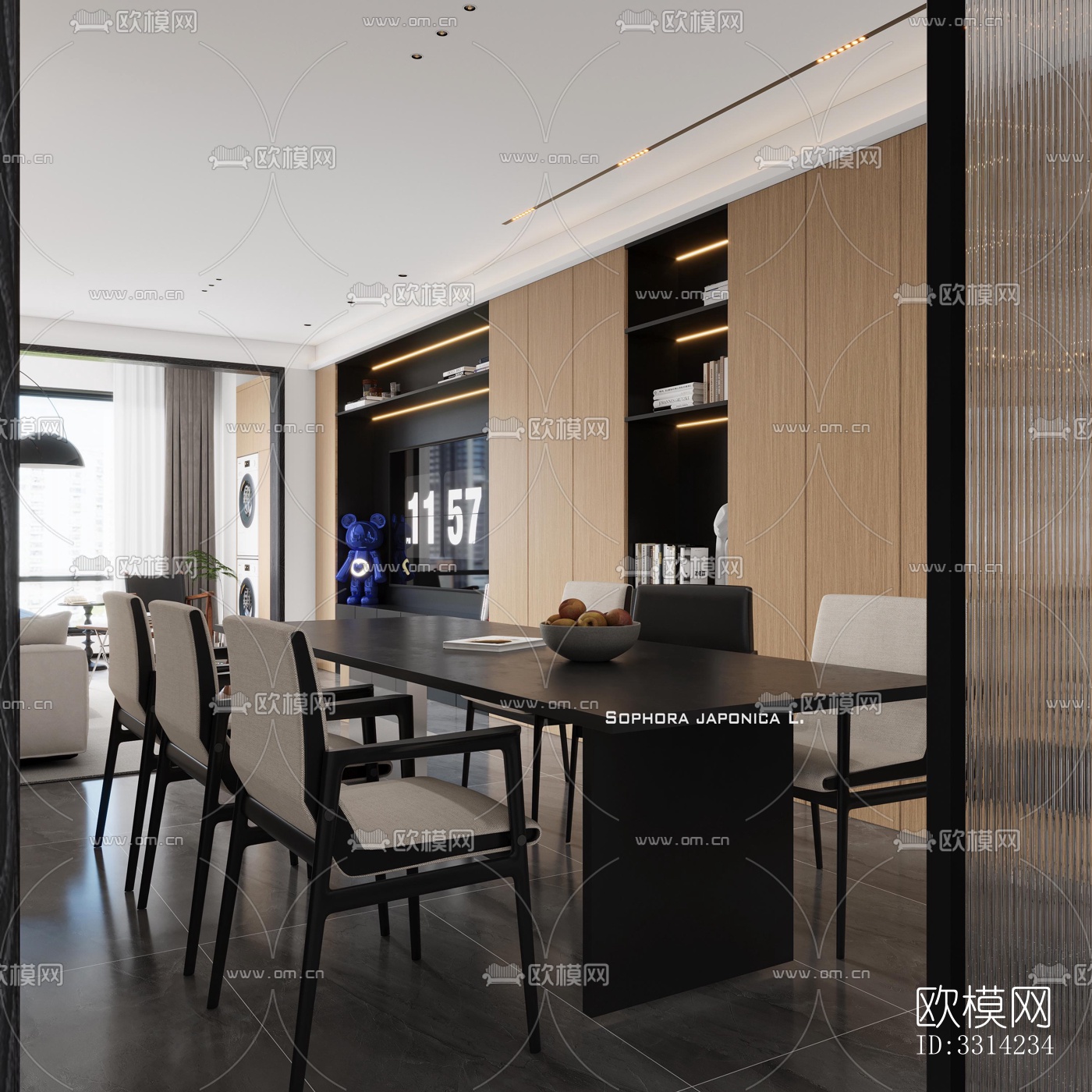 现代客餐厅效果图下载（渲染图9）