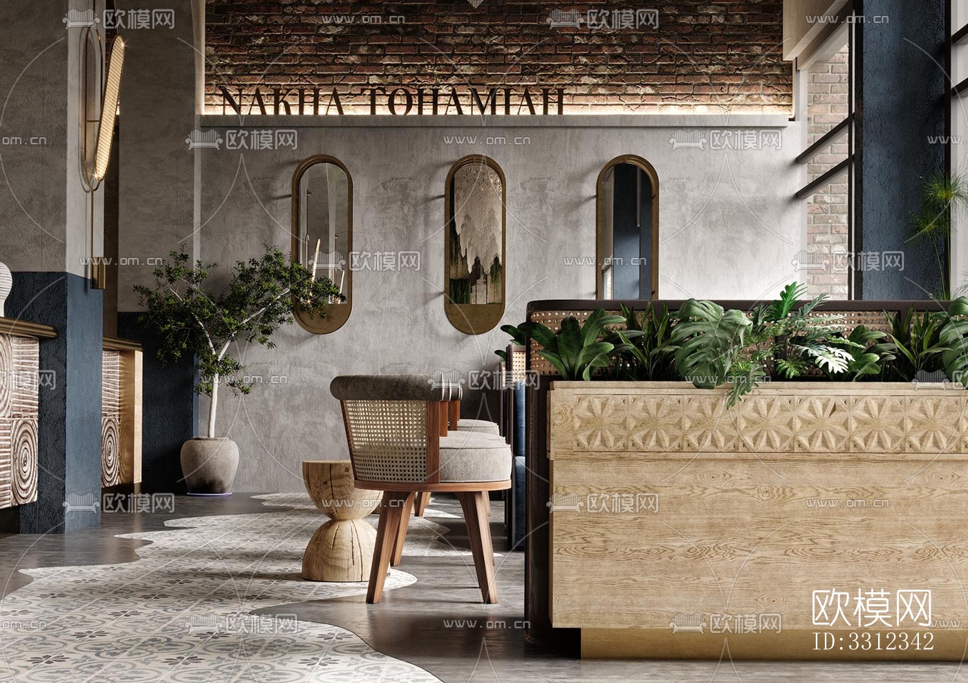 侘寂西餐厅效果图下载（渲染图4）