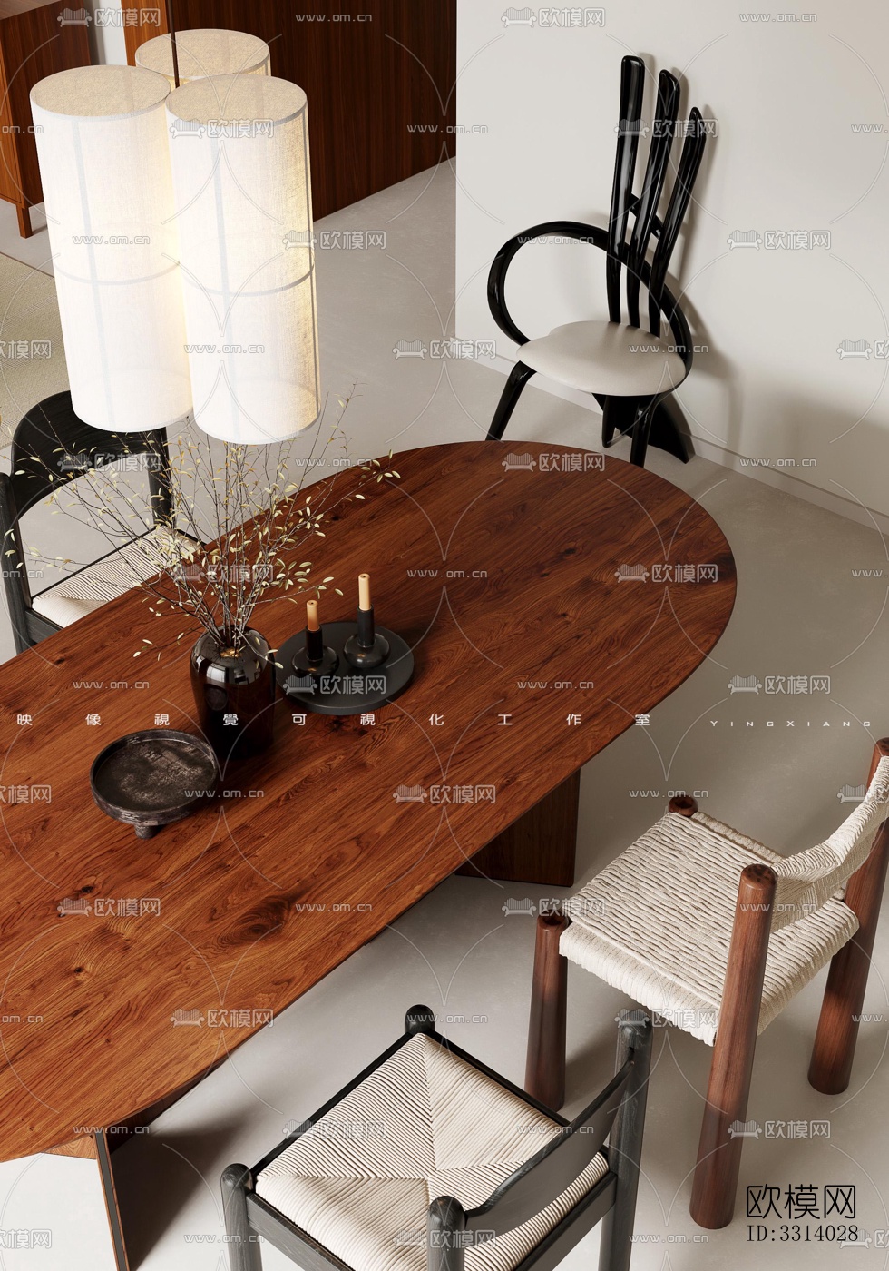 现代客餐厅效果图下载（渲染图5）