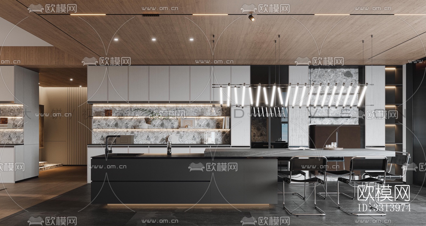 现代客餐厅效果图下载（渲染图9）