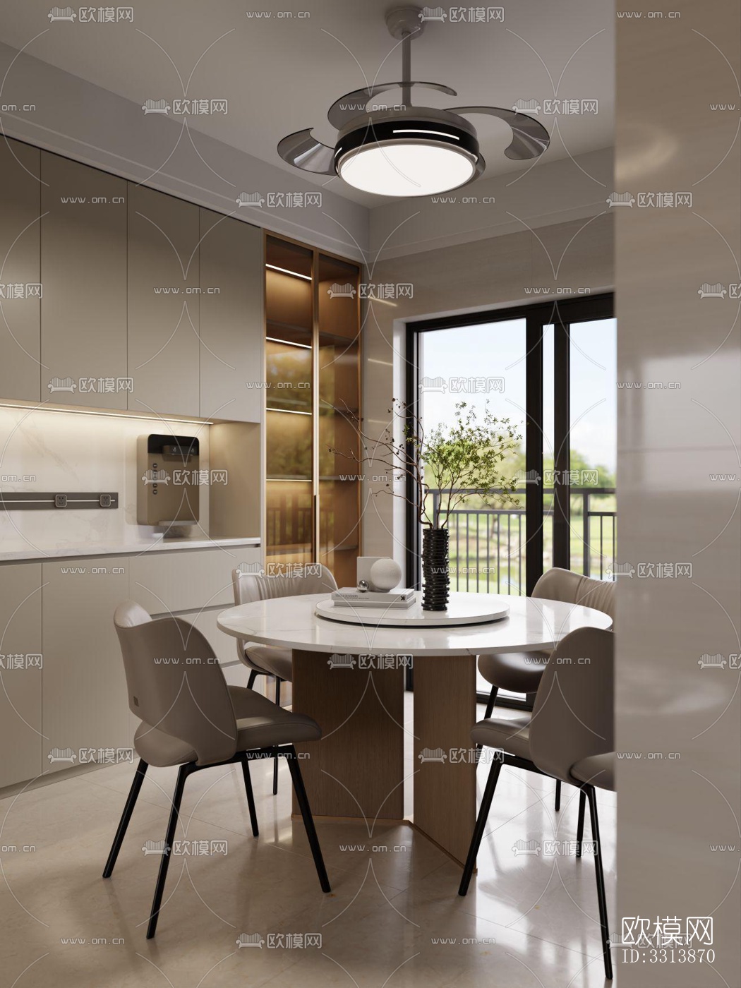 现代客餐厅效果图下载（渲染图4）