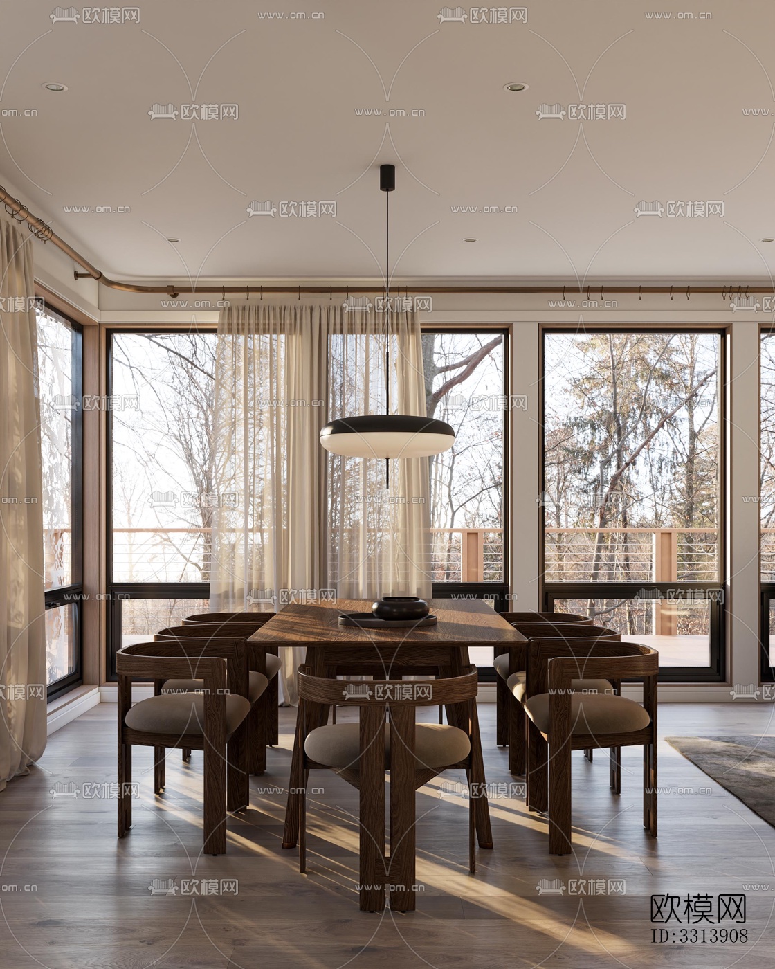 现代客餐厅效果图下载（渲染图6）