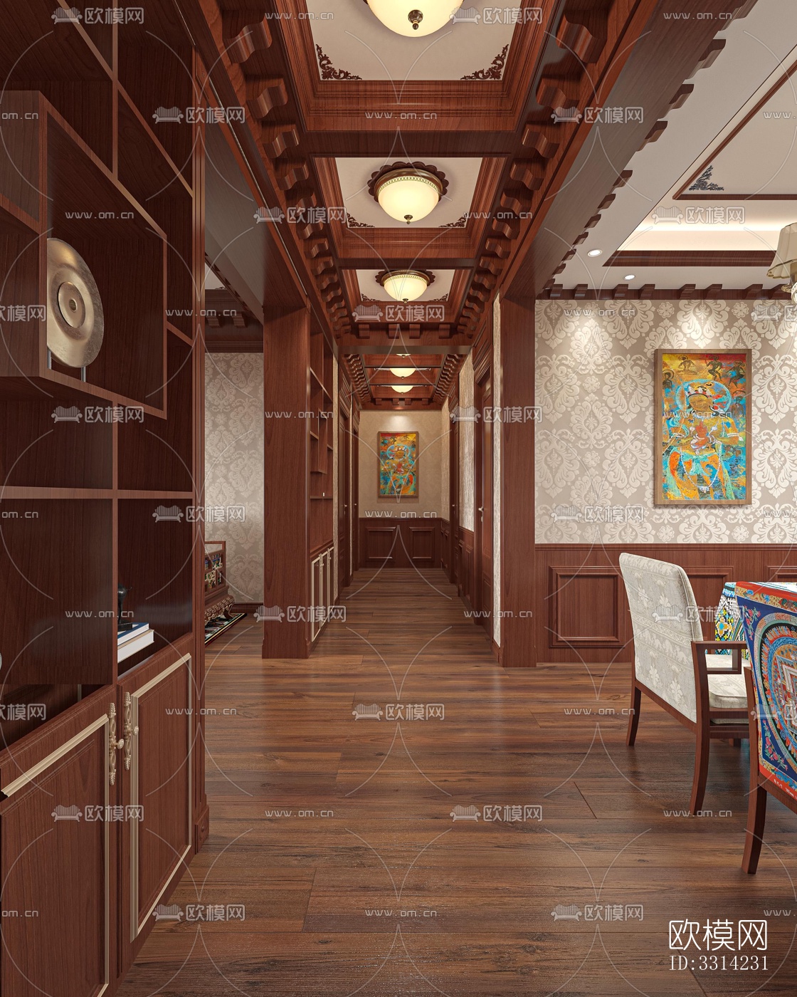 现代客餐厅效果图下载（渲染图5）