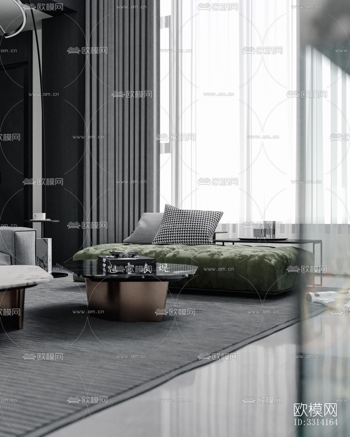 现代客餐厅效果图下载（渲染图2）