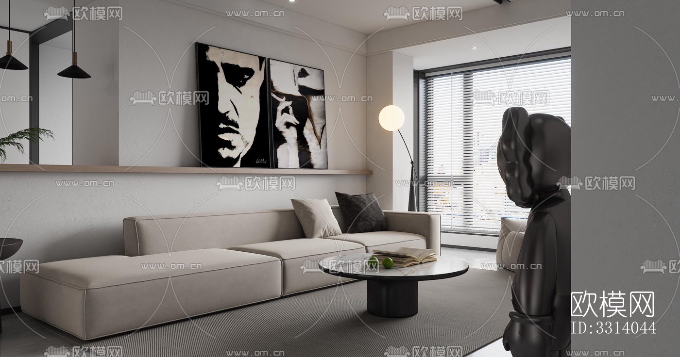 现代客餐厅效果图下载（渲染图2）