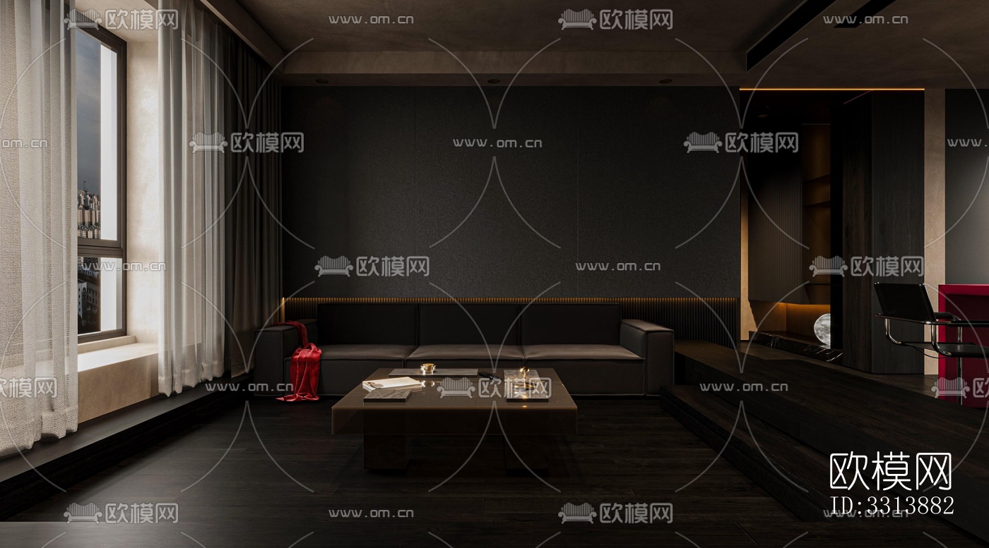 现代客餐厅效果图下载（渲染图4）