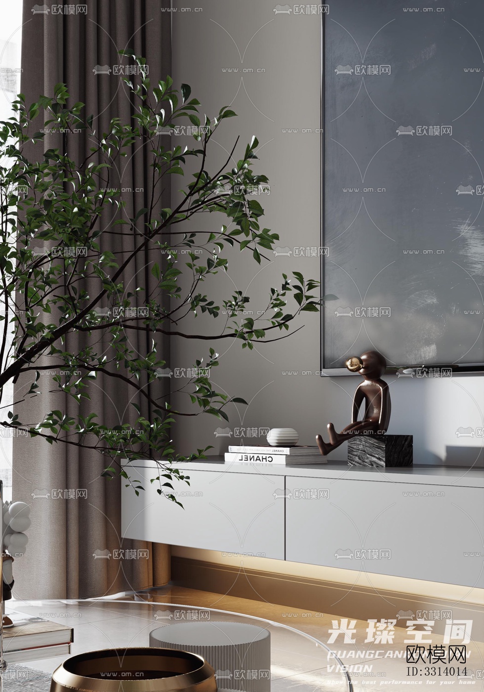 现代客餐厅效果图下载（渲染图6）