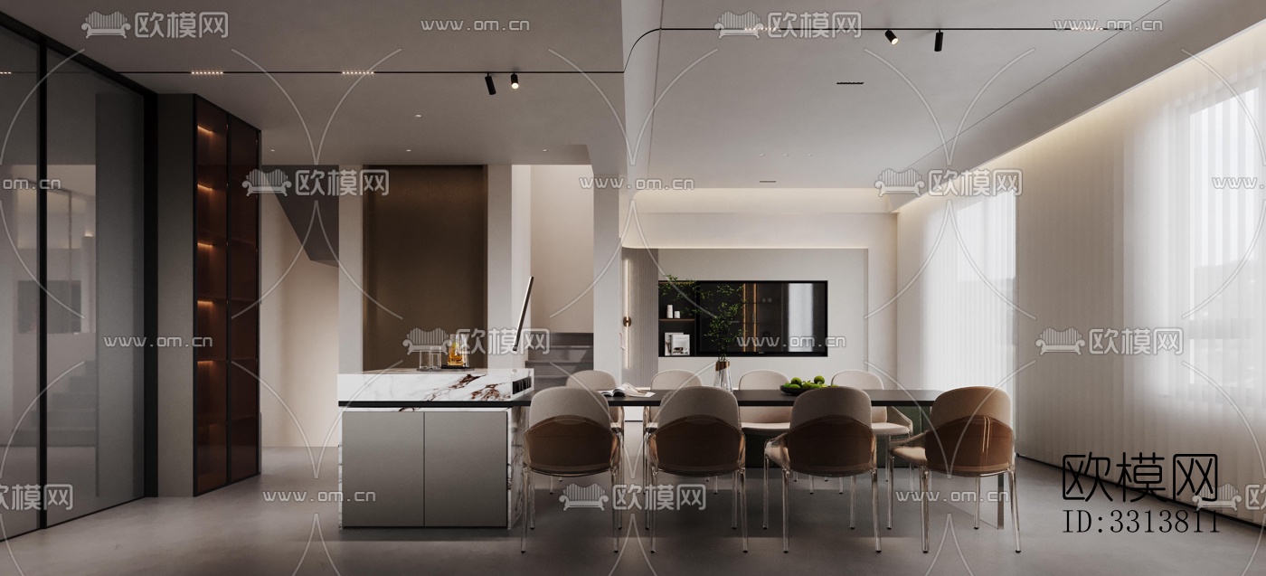 现代客餐厅效果图下载（渲染图11）