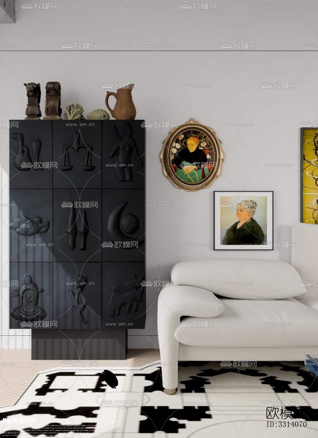 现代客餐厅效果图下载（渲染图2）