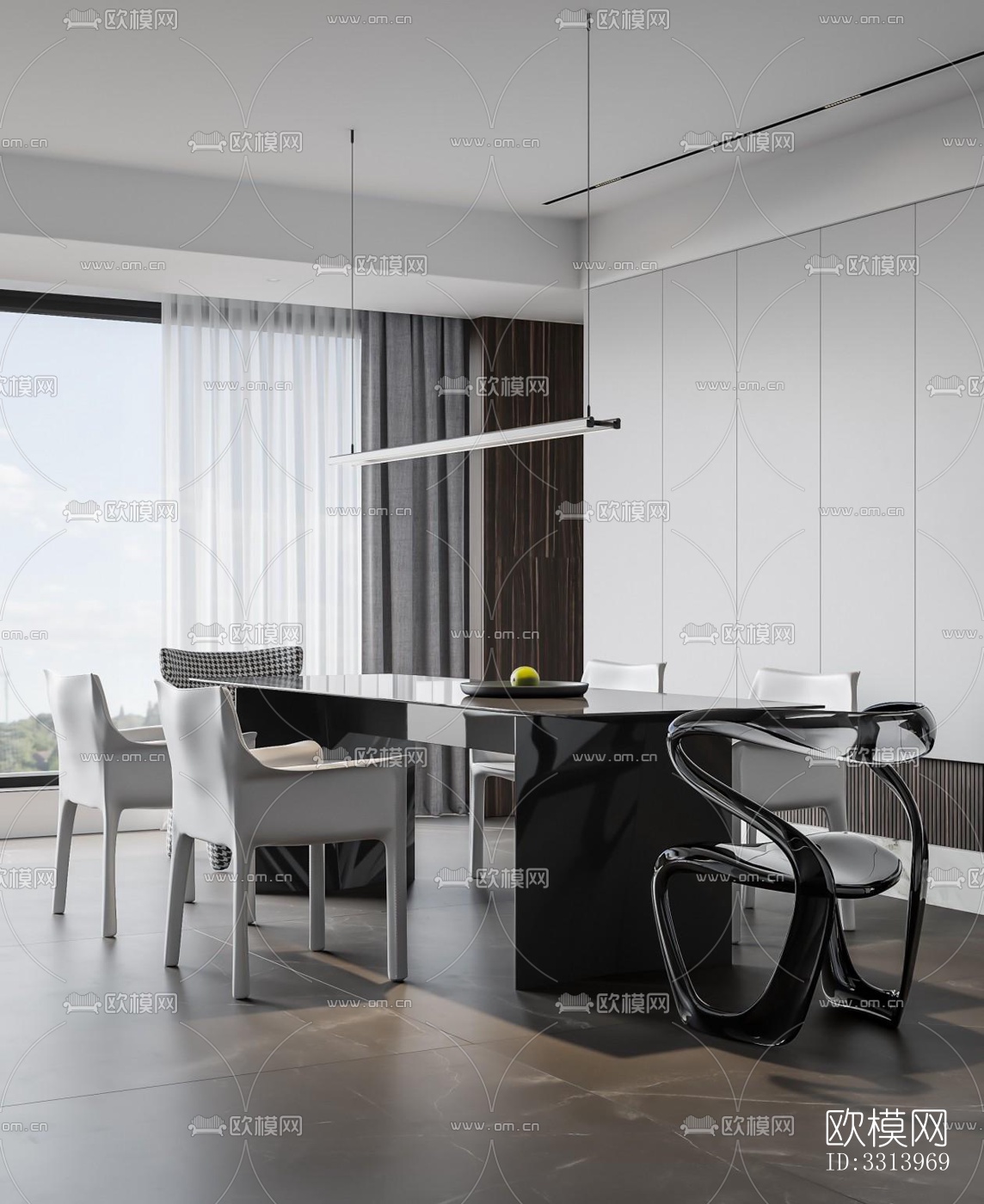 现代客餐厅效果图下载（渲染图6）