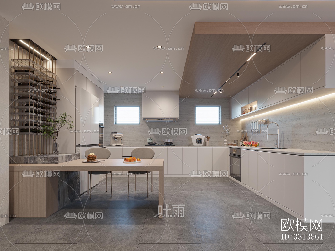 现代客餐厅效果图下载（渲染图4）