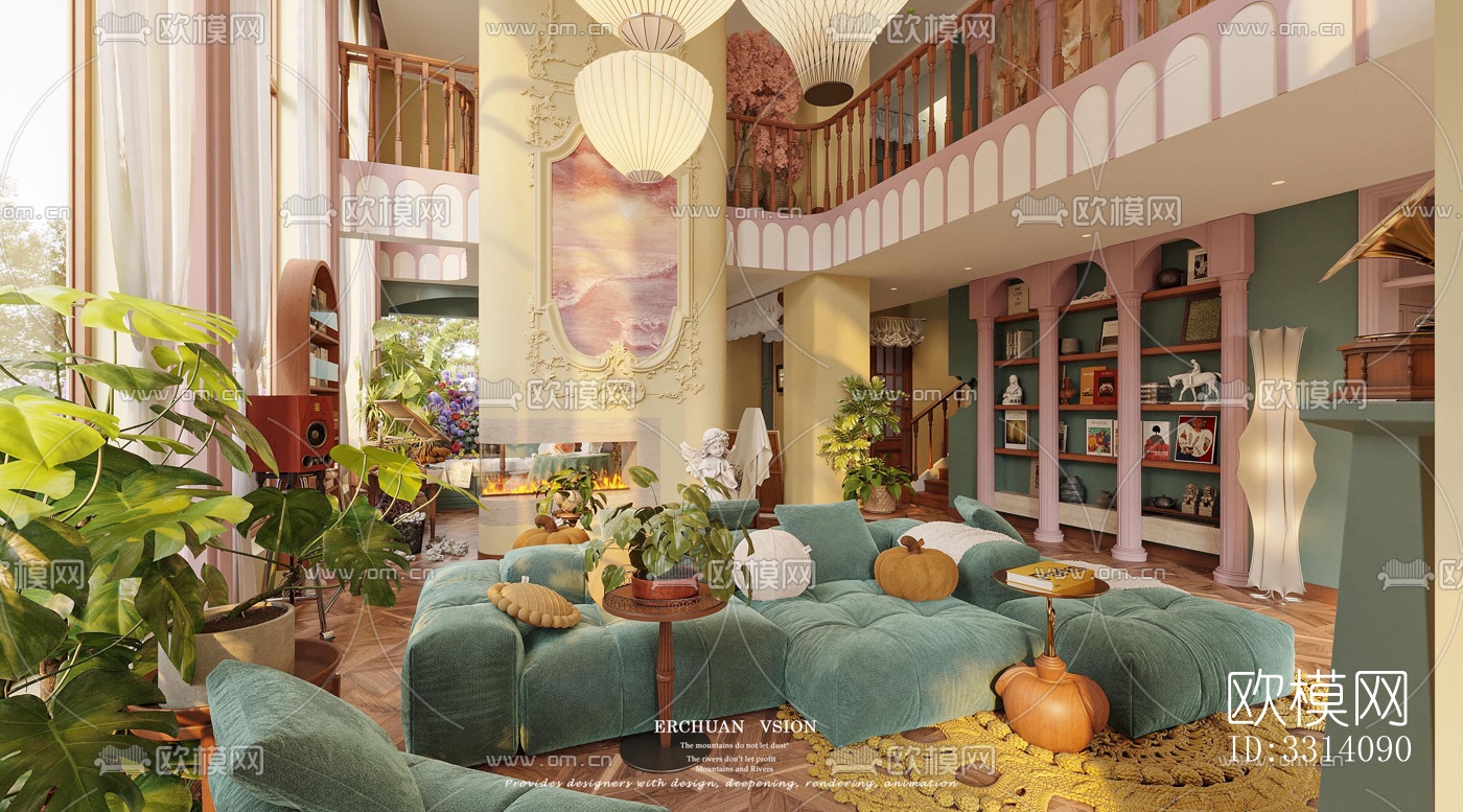 现代客餐厅效果图下载（渲染图20）