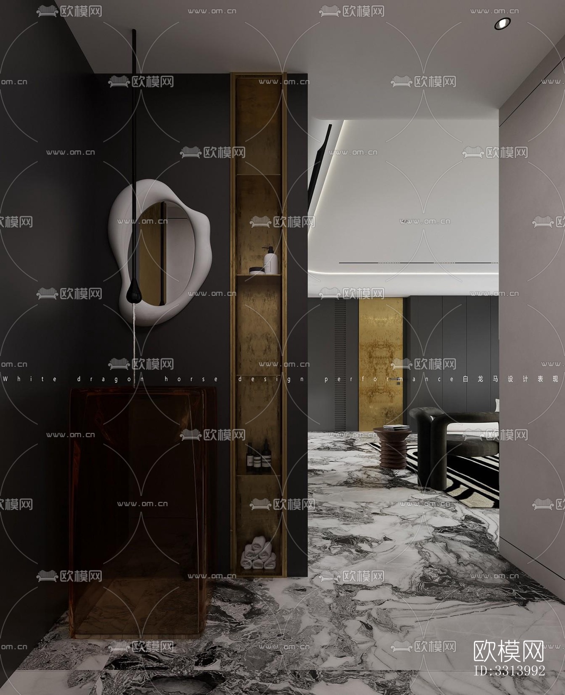 现代客餐厅效果图下载（渲染图8）