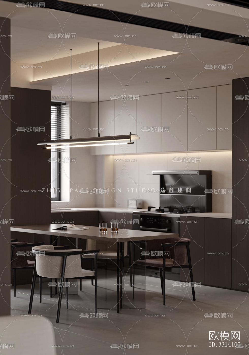 现代客餐厅效果图下载（渲染图7）