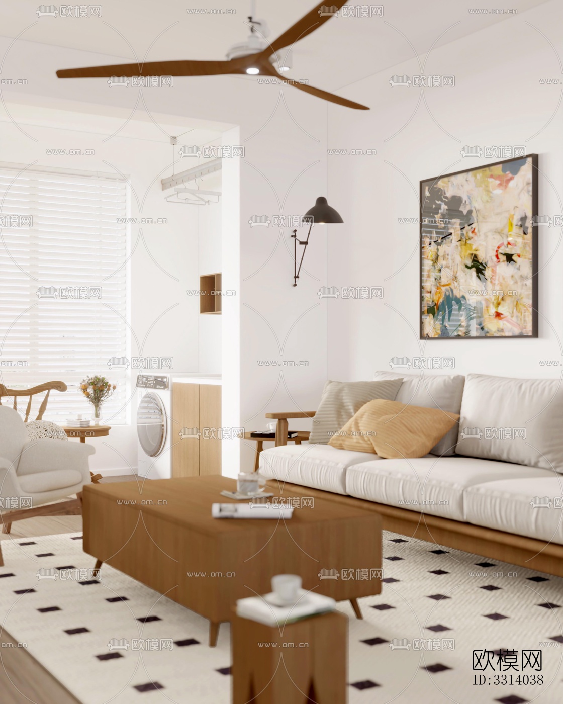 现代客餐厅效果图下载（渲染图5）