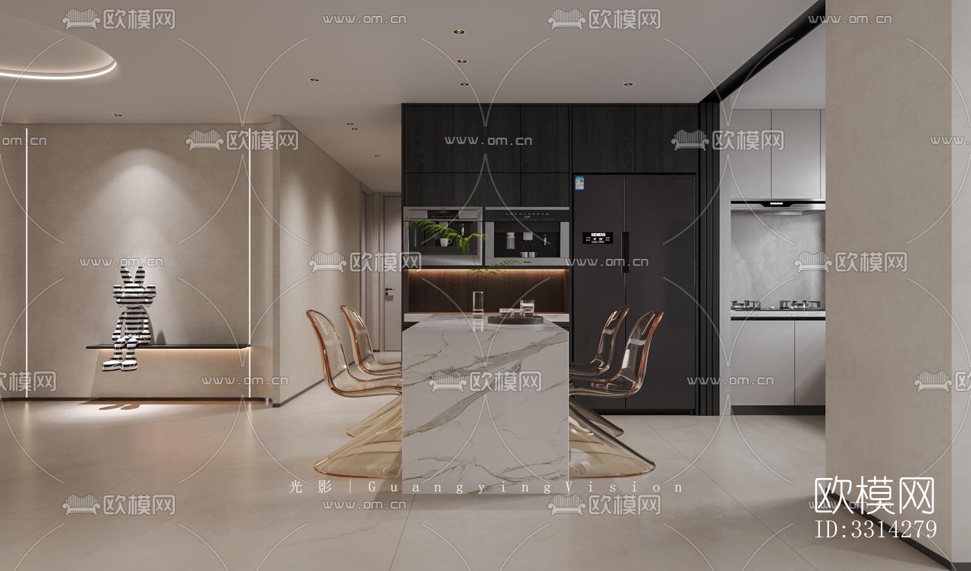 现代客餐厅效果图下载（渲染图8）