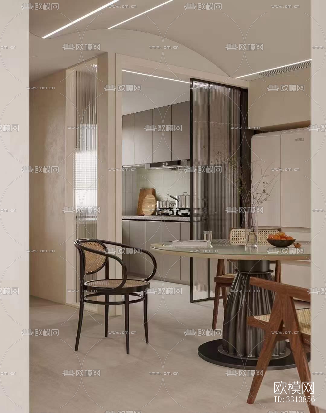 现代客餐厅效果图下载（渲染图3）