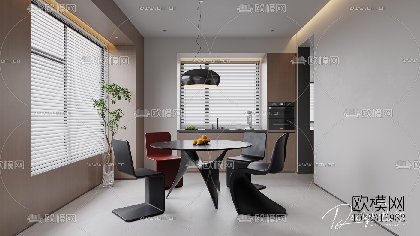 现代客餐厅效果图下载（渲染图10）