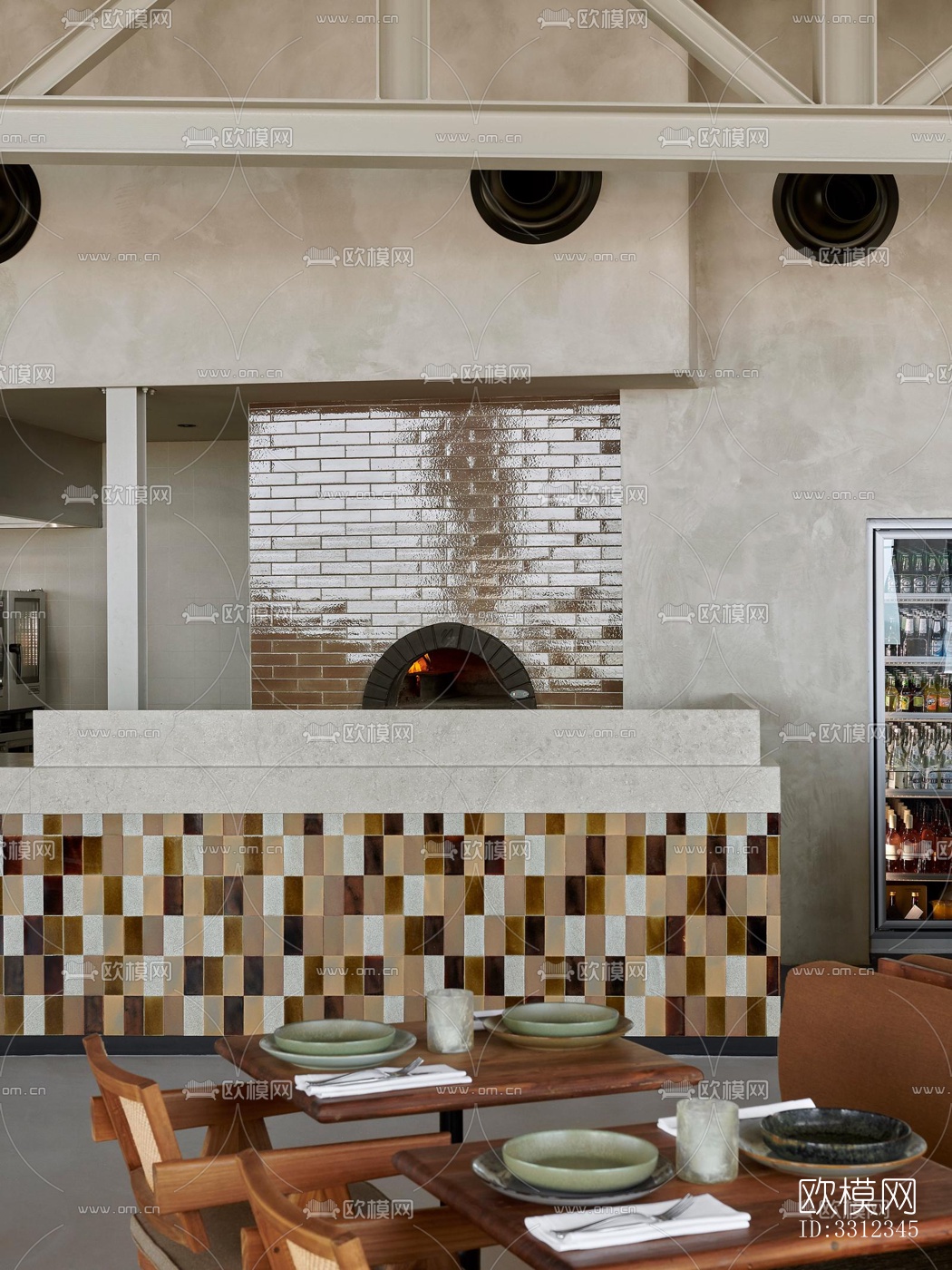 原木风西餐厅效果图下载（渲染图2）