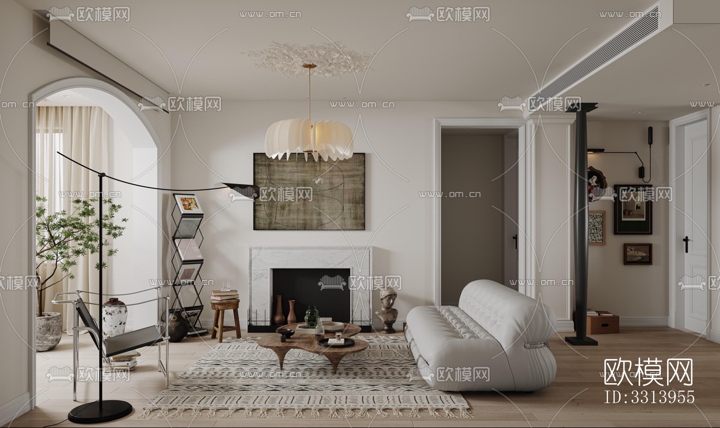 现代客餐厅效果图下载（渲染图1）