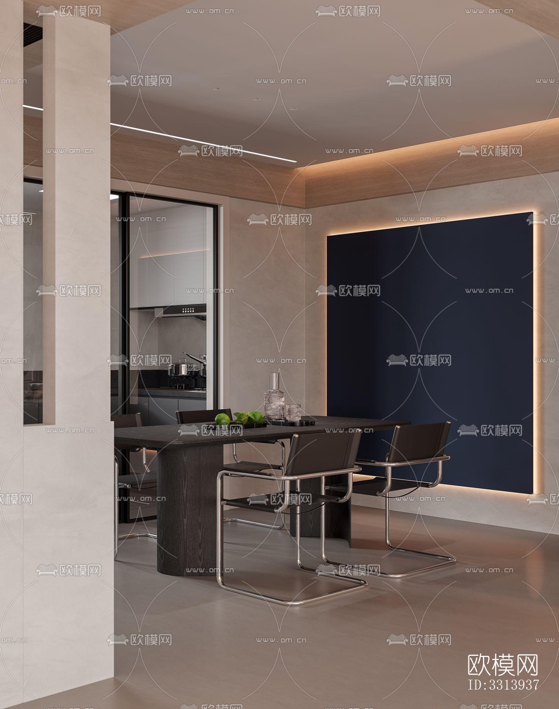 现代客餐厅效果图下载（渲染图5）