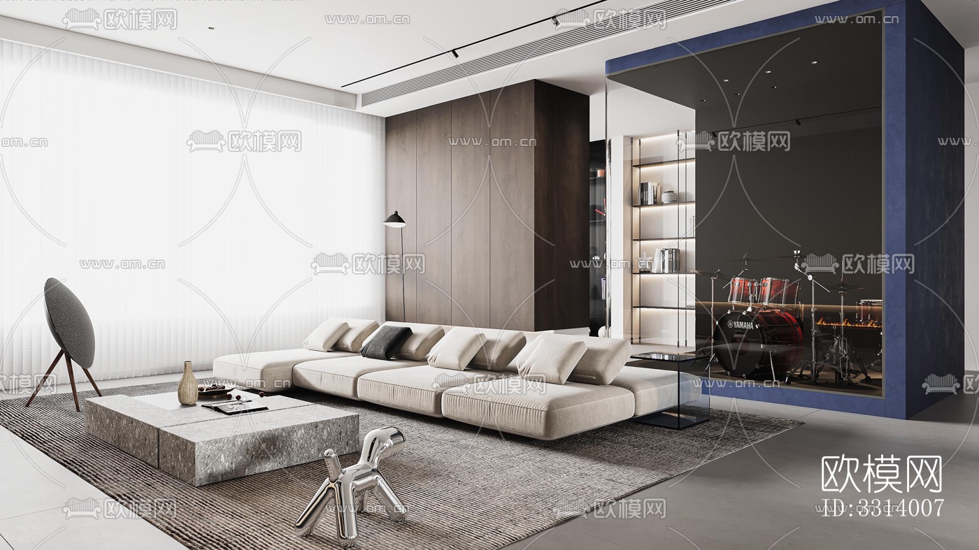 现代客餐厅效果图下载（渲染图2）