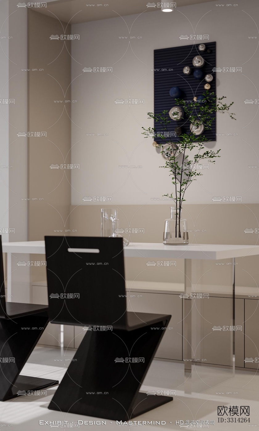 现代客餐厅效果图下载（渲染图1）