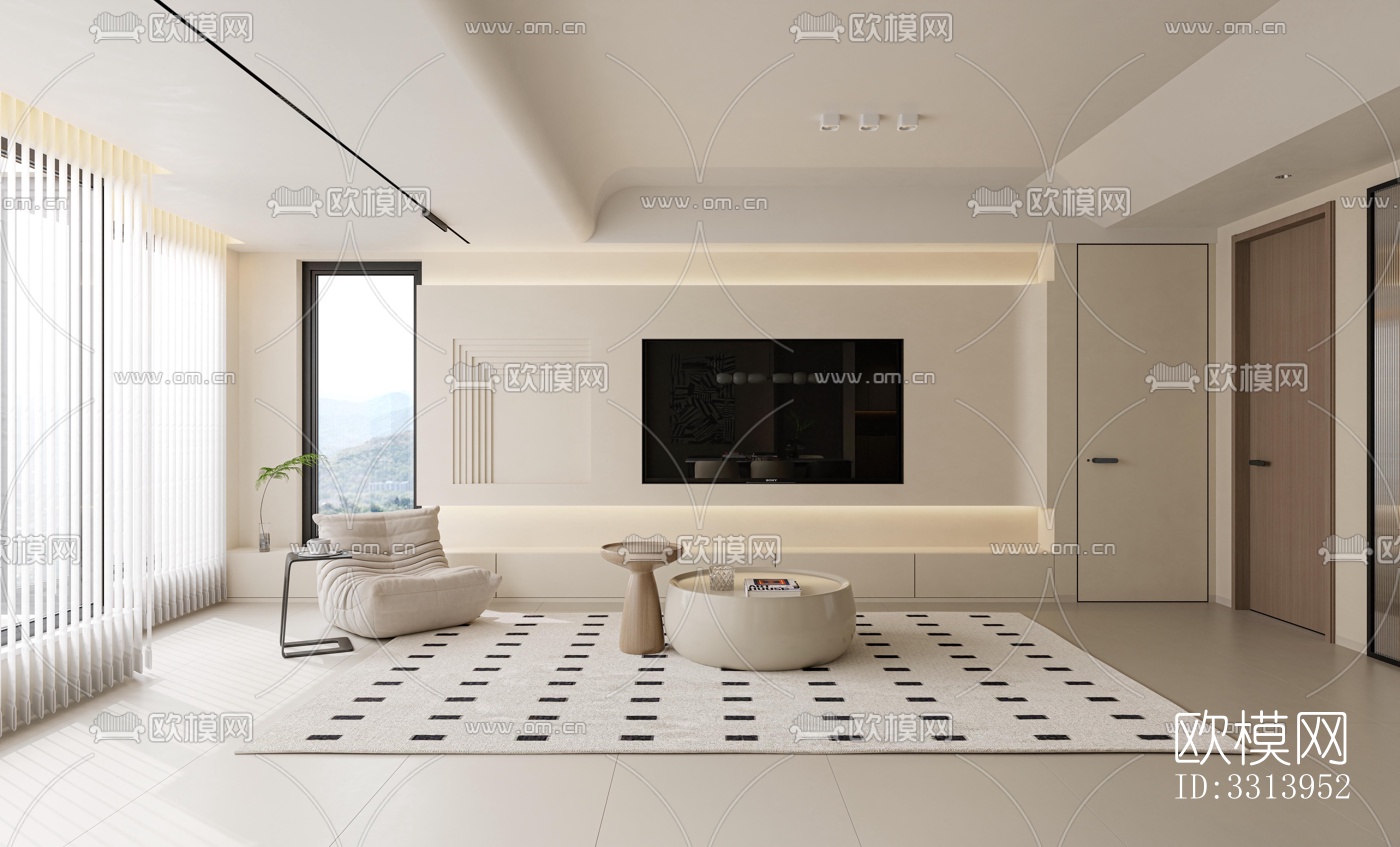 现代客餐厅效果图下载（渲染图3）