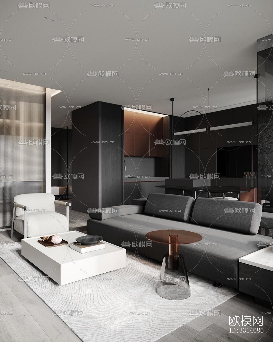 现代客餐厅效果图下载（渲染图4）