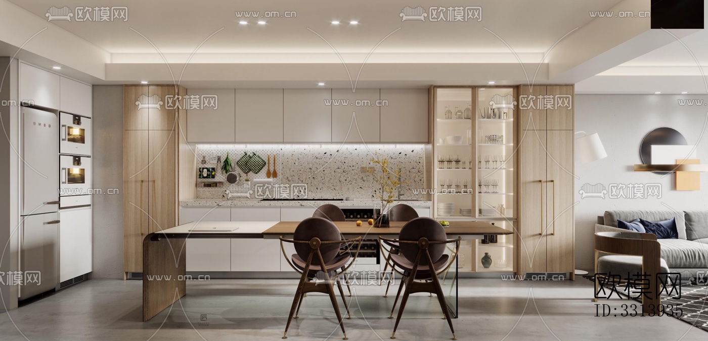 现代客餐厅效果图下载（渲染图5）