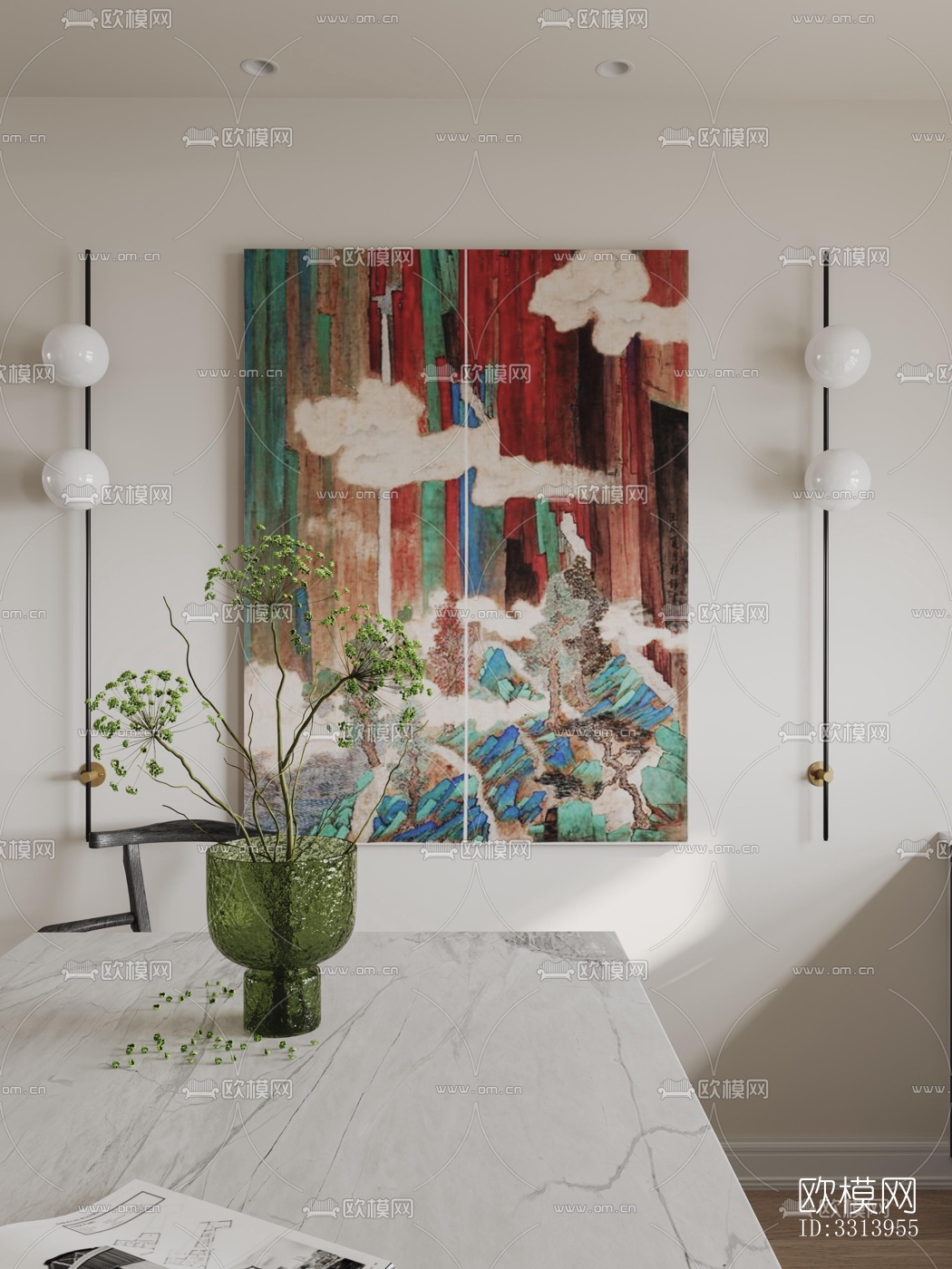 现代客餐厅效果图下载（渲染图5）