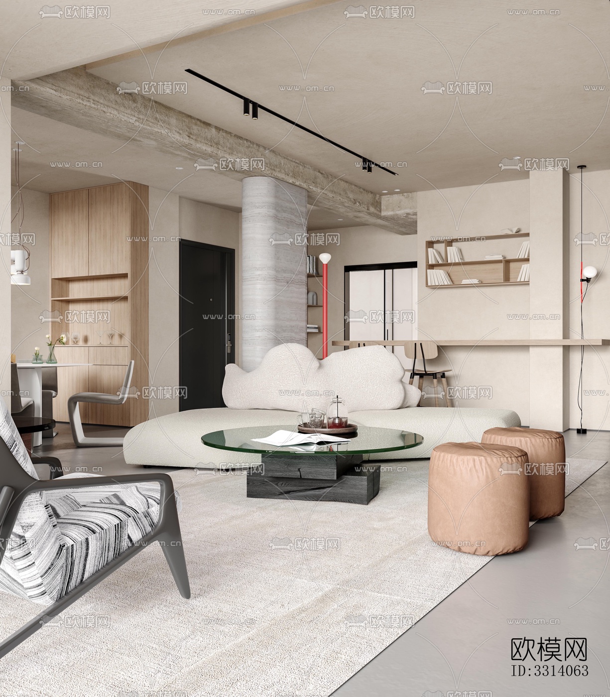 现代客餐厅效果图下载（渲染图13）