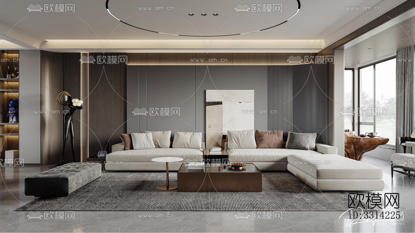 现代客餐厅效果图下载（渲染图1）