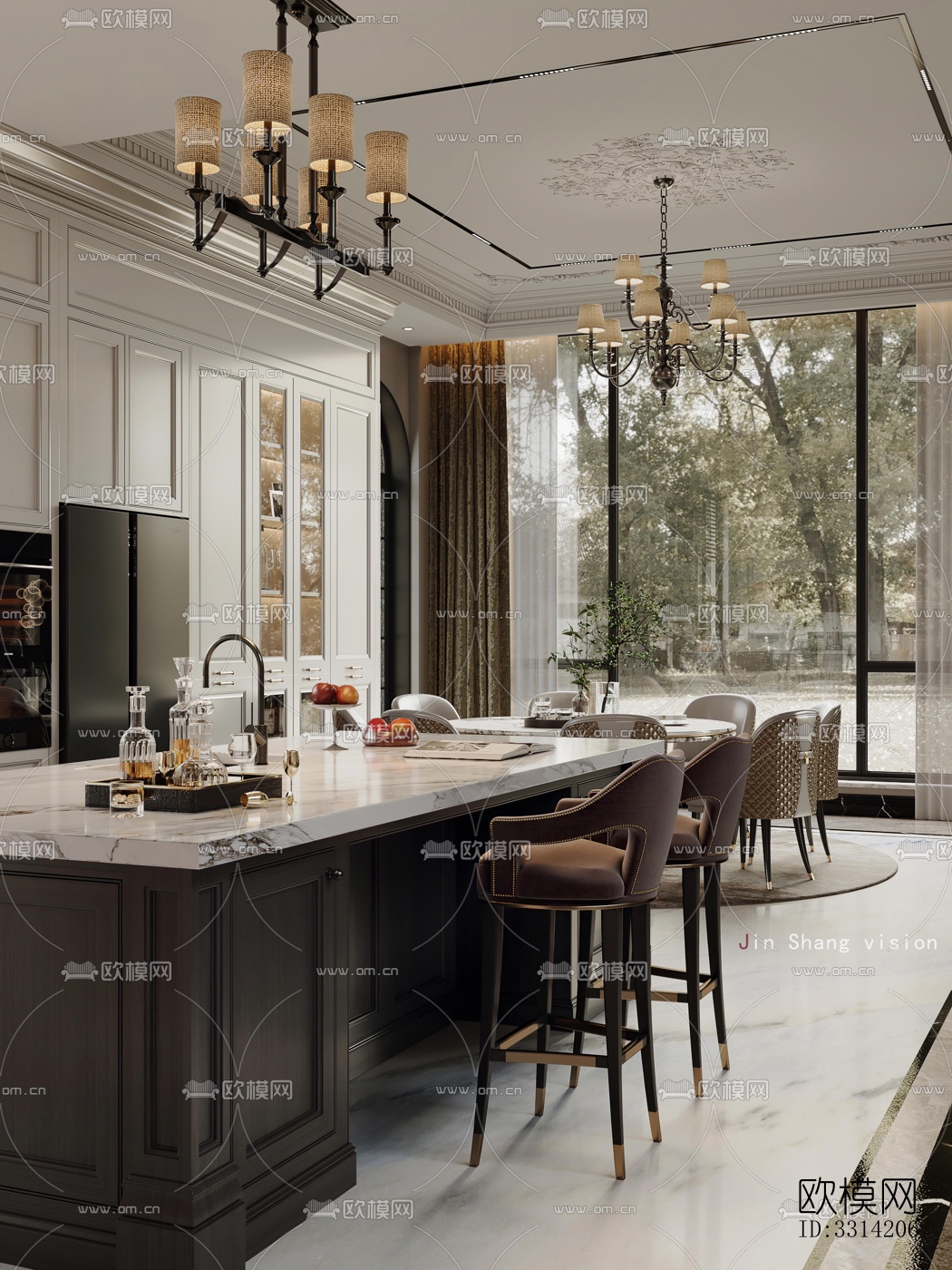 现代客餐厅效果图下载（渲染图6）