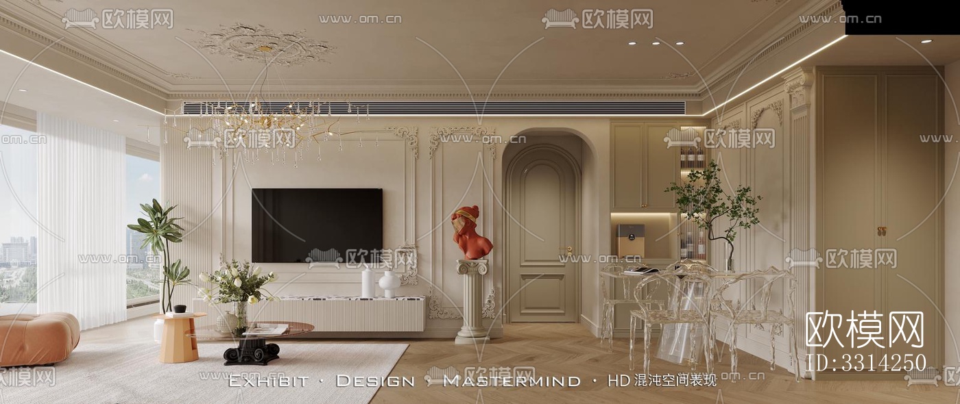 现代客餐厅效果图下载（渲染图3）