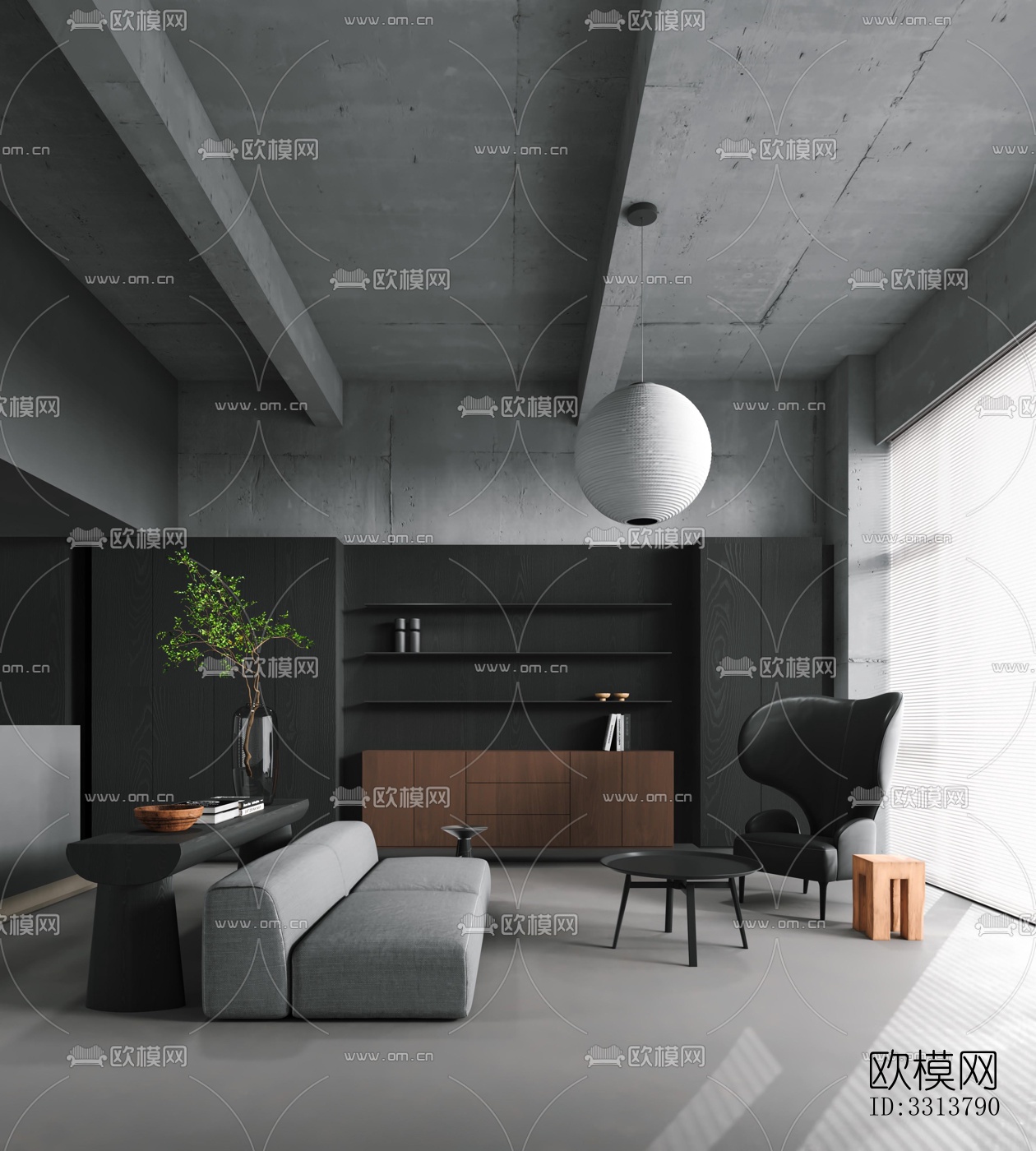 现代客餐厅效果图下载（渲染图1）