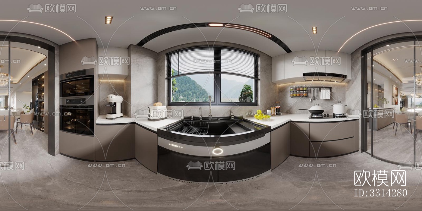 现代客餐厅效果图下载（渲染图7）