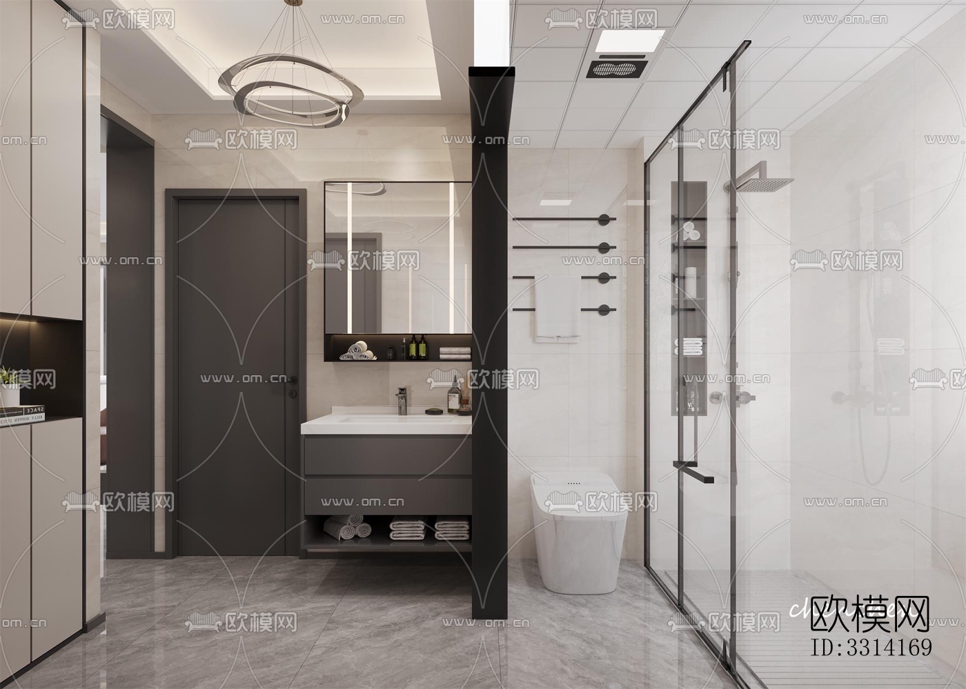 现代客餐厅效果图下载（渲染图3）