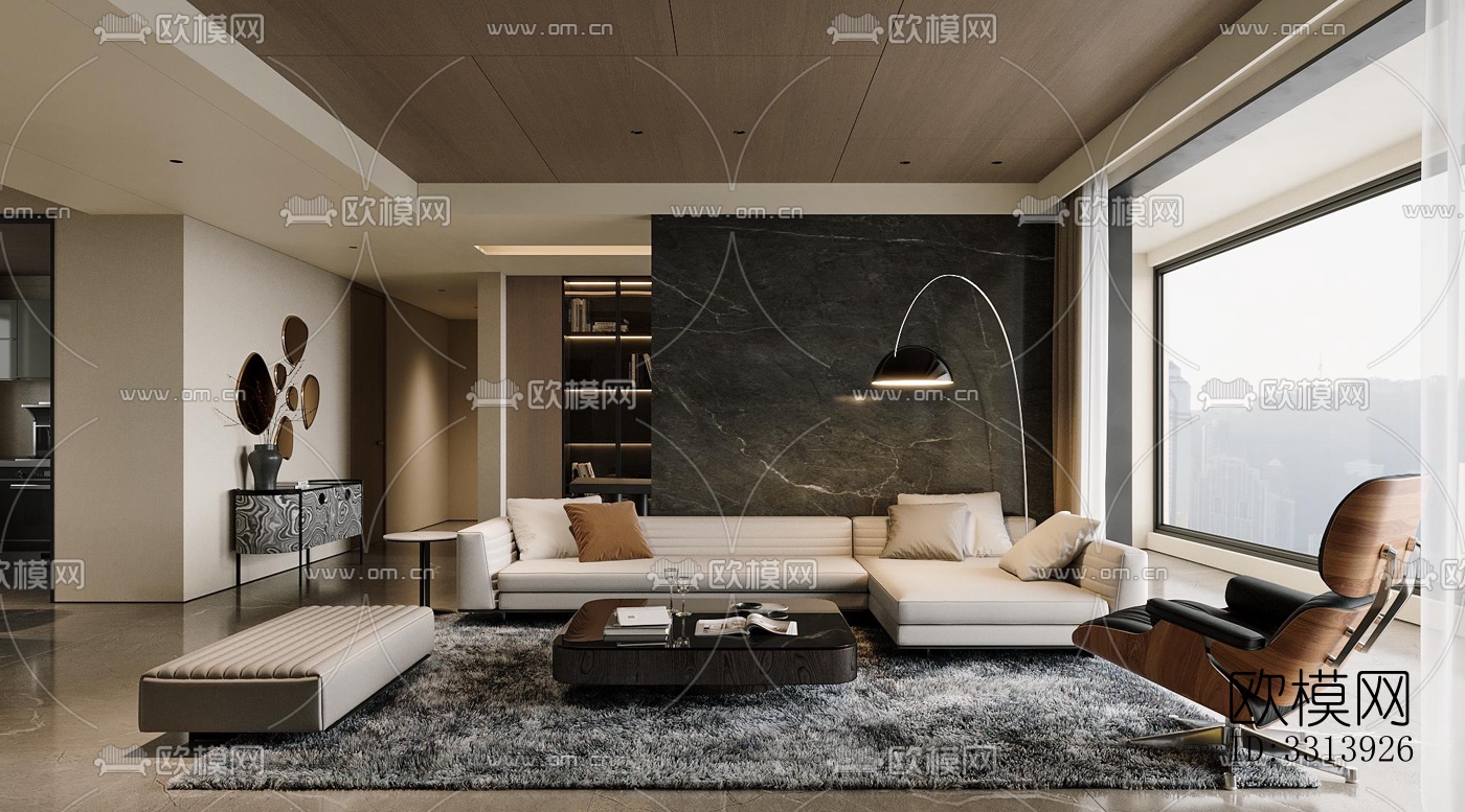 现代客餐厅效果图下载（渲染图1）