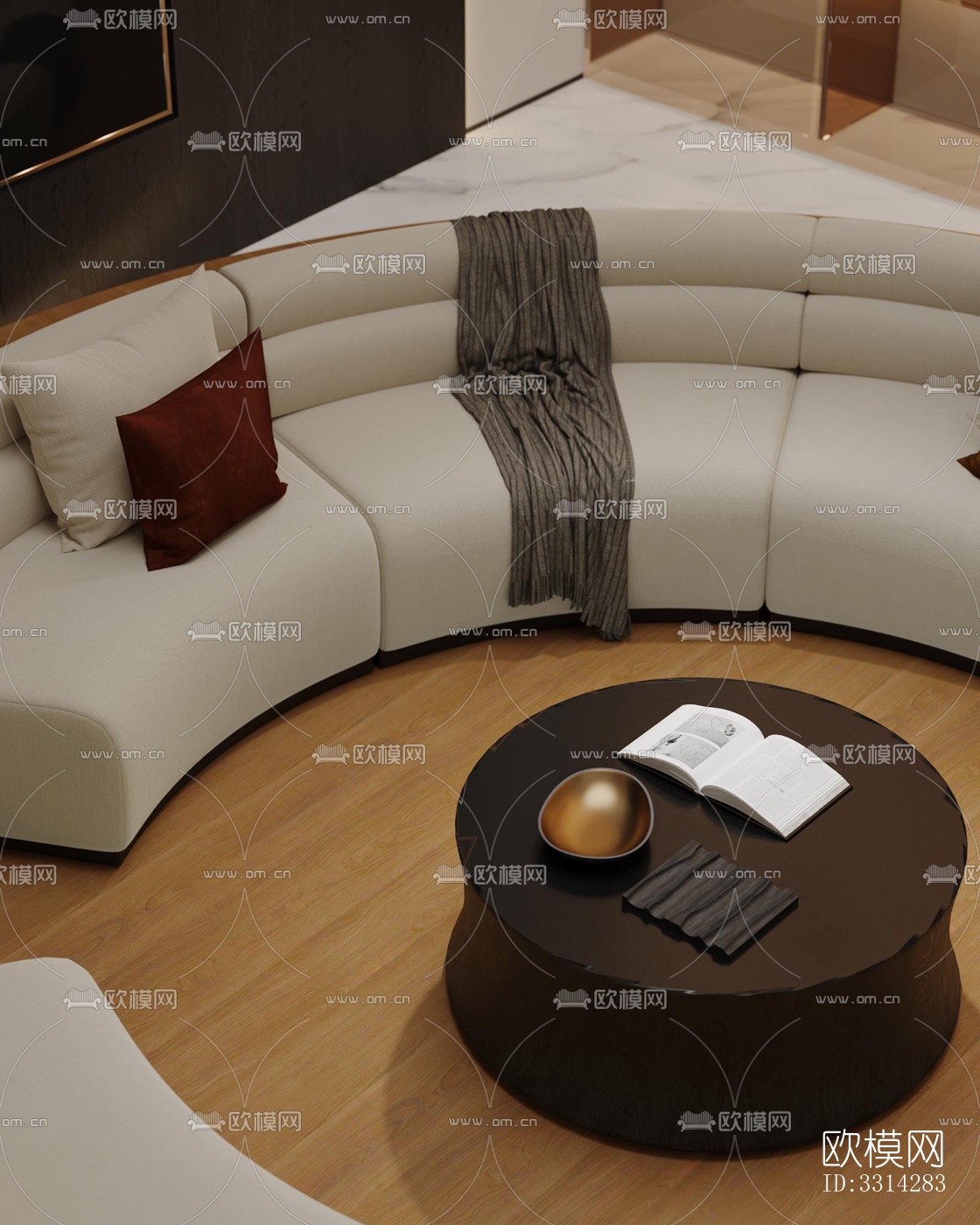 现代客餐厅效果图下载（渲染图1）