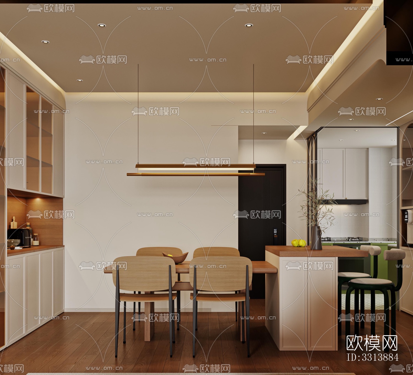 现代客餐厅效果图下载（渲染图2）