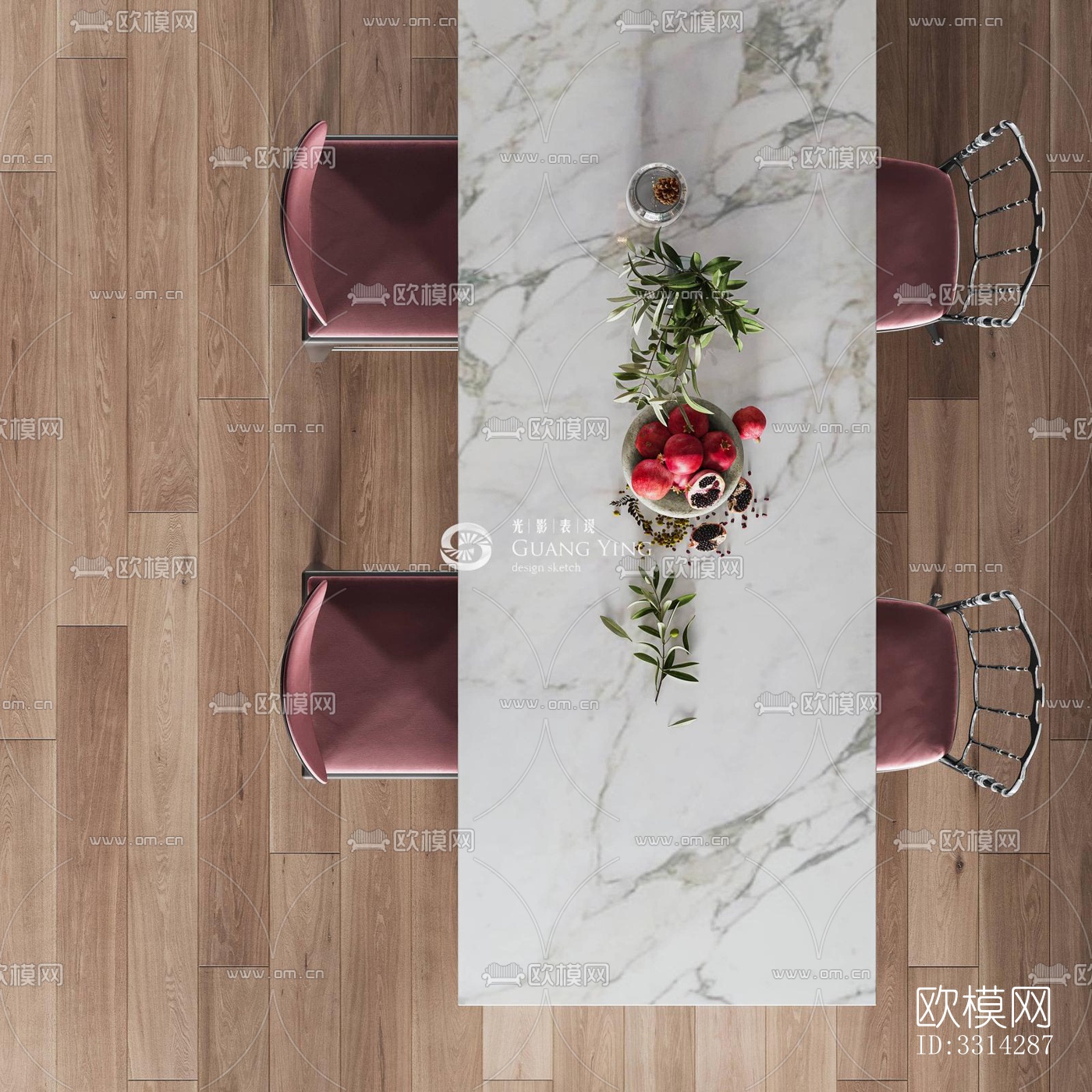 现代客餐厅效果图下载（渲染图5）