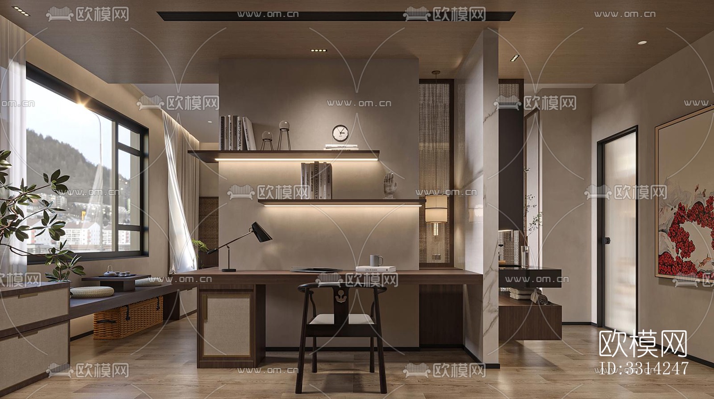 现代客餐厅效果图下载（渲染图9）