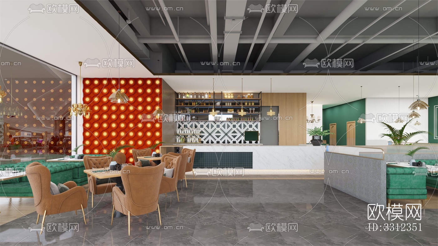现代西餐厅效果图下载（渲染图2）