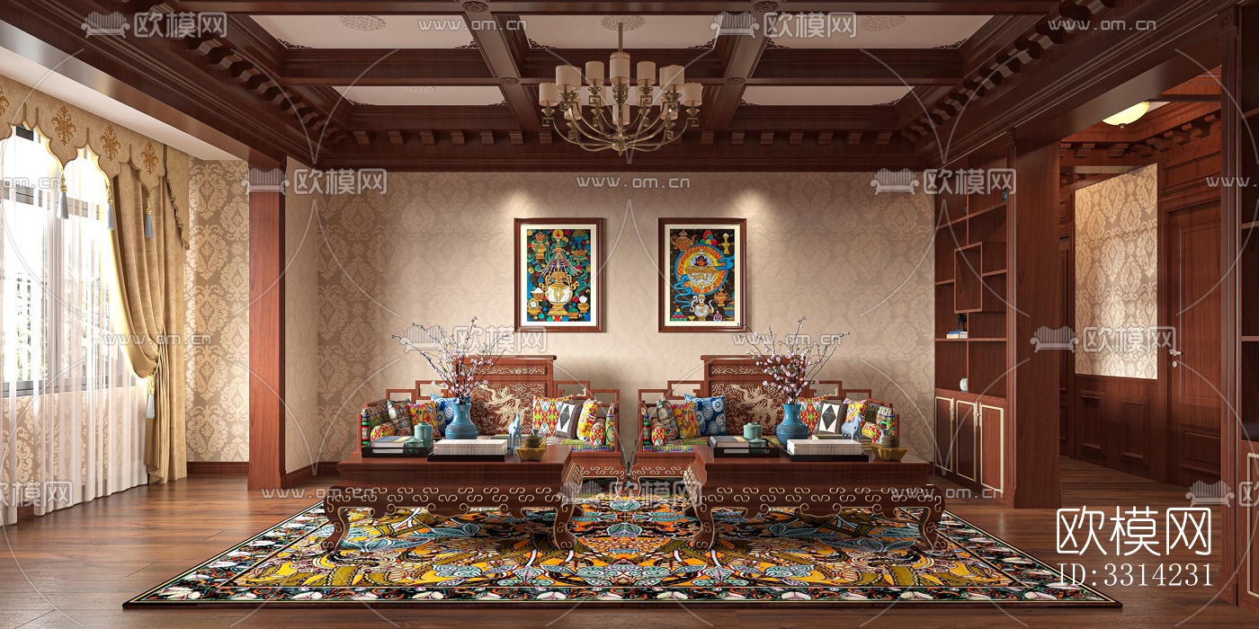 现代客餐厅效果图下载（渲染图3）